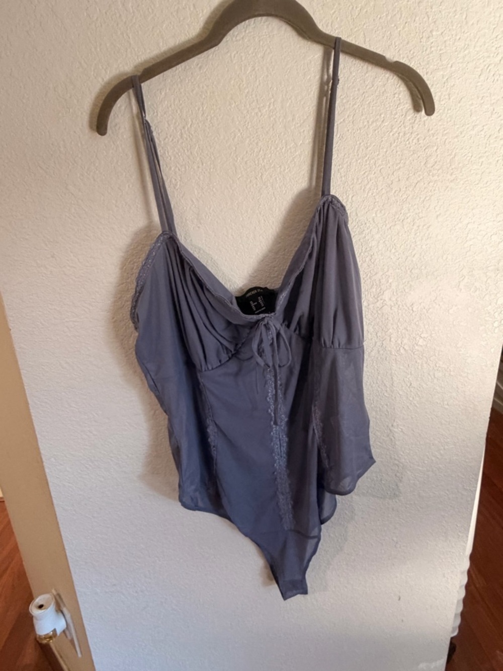 Forever 21 Slate Purple Lace-Trim Camisole Bodysuit